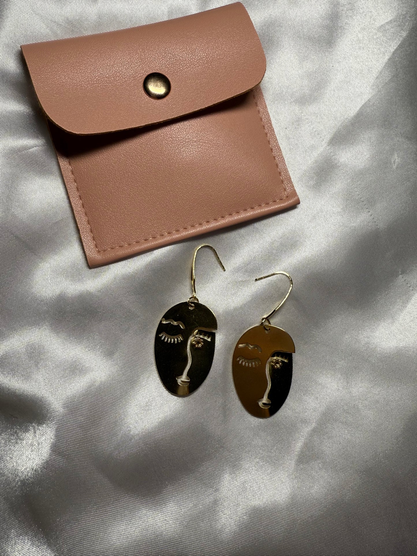 Earrings 18K gold plated faces