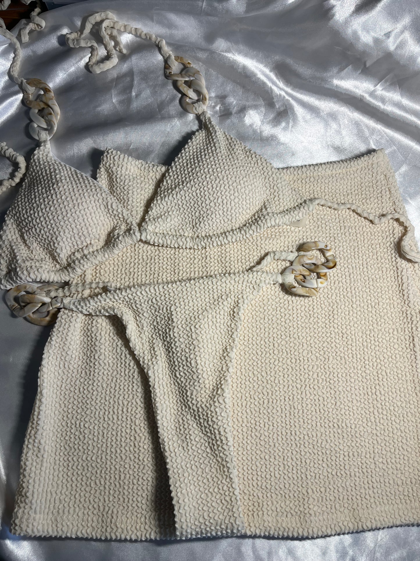 White and gold swimsuit