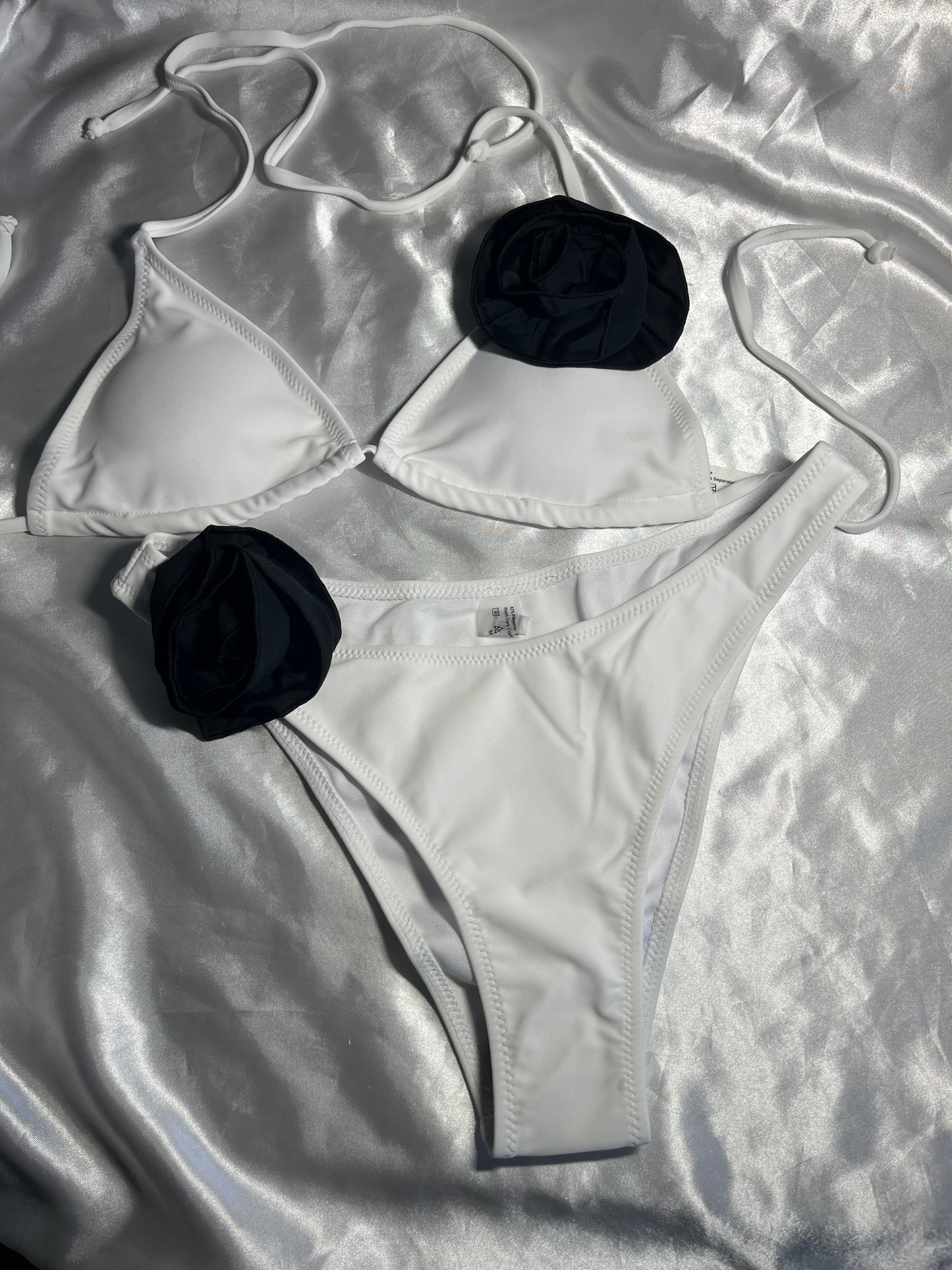 White with black rose swimsuit