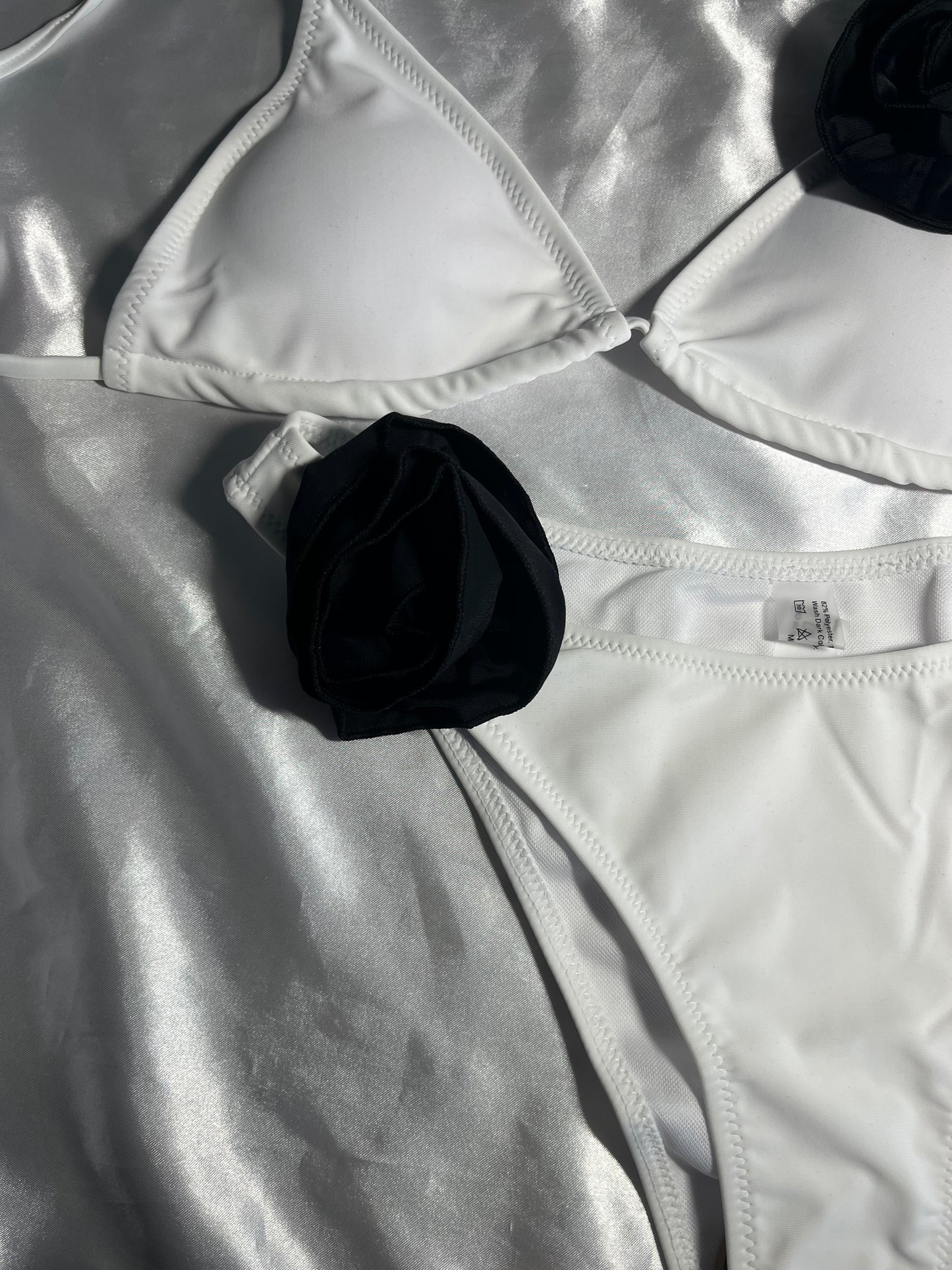 White with black rose swimsuit