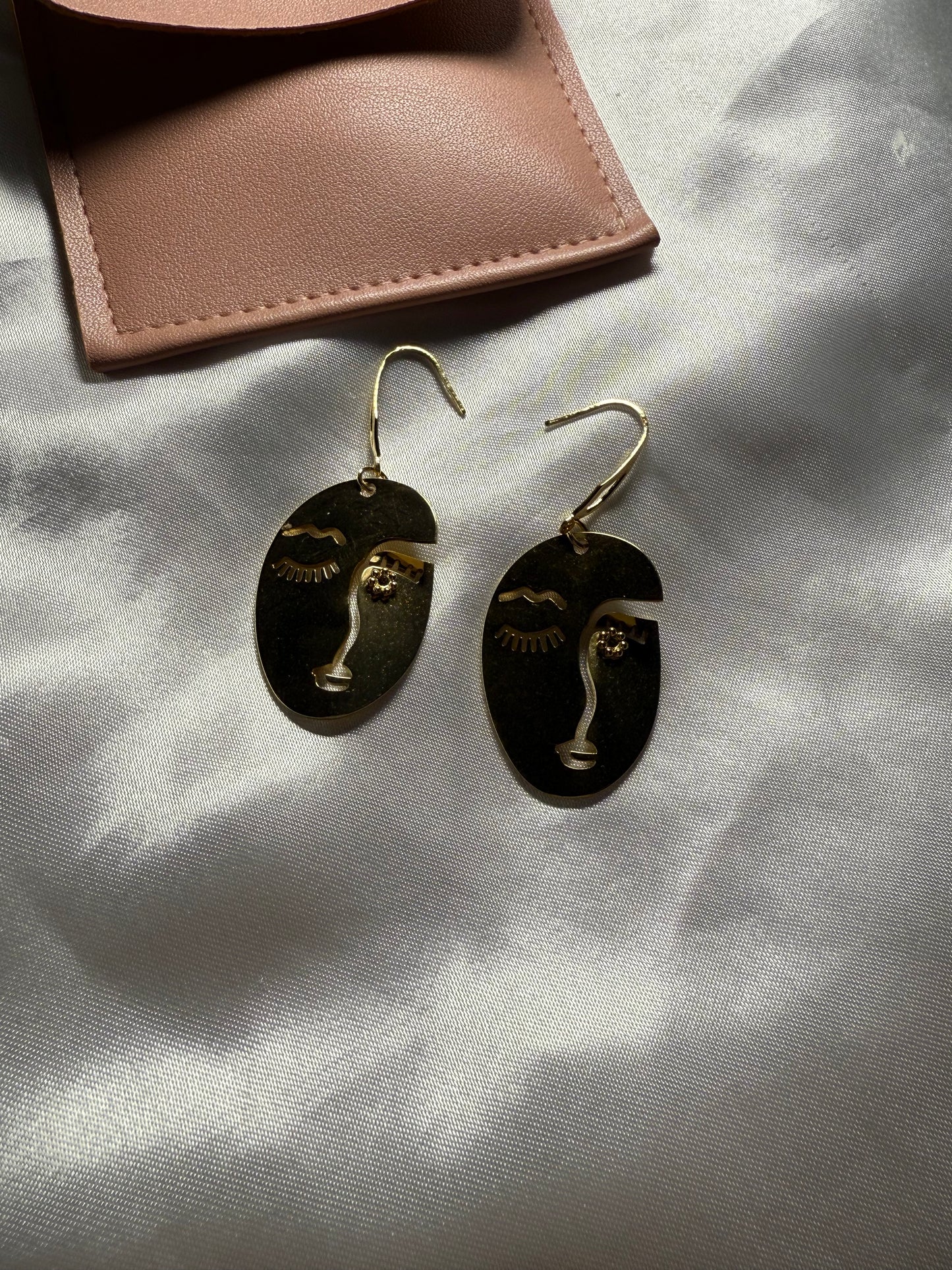 Earrings 18K gold plated faces