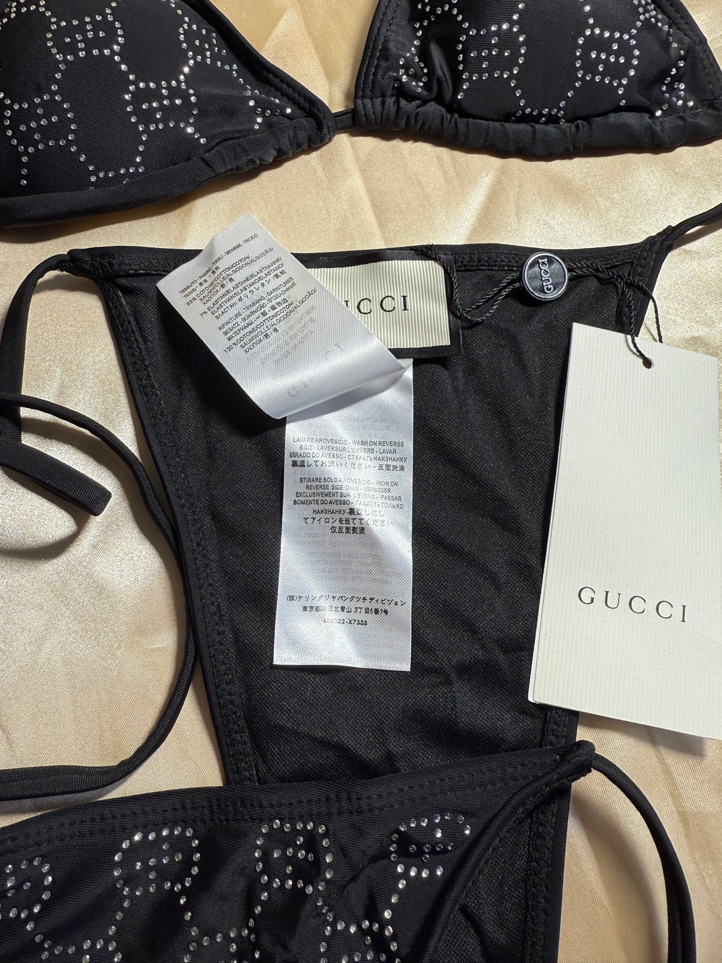 GG black rhinestone swimsuit
