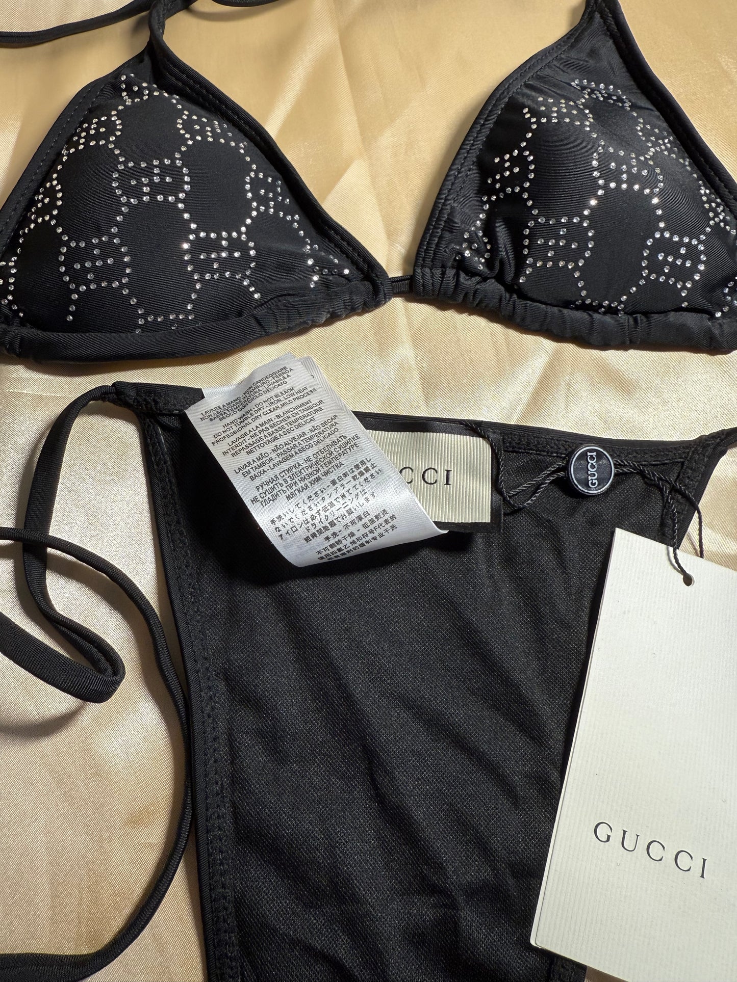 GG black rhinestone swimsuit