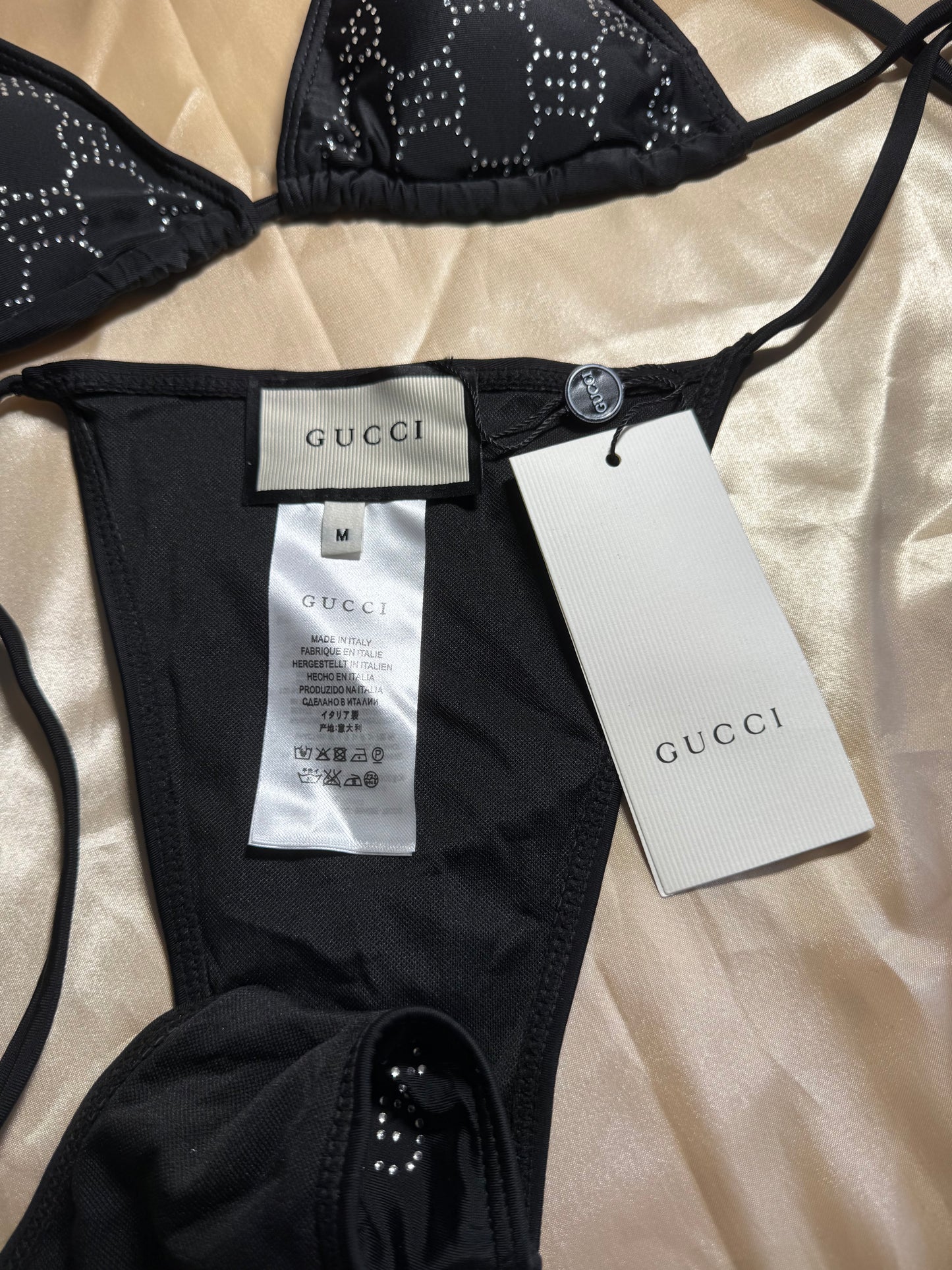 GG black rhinestone swimsuit