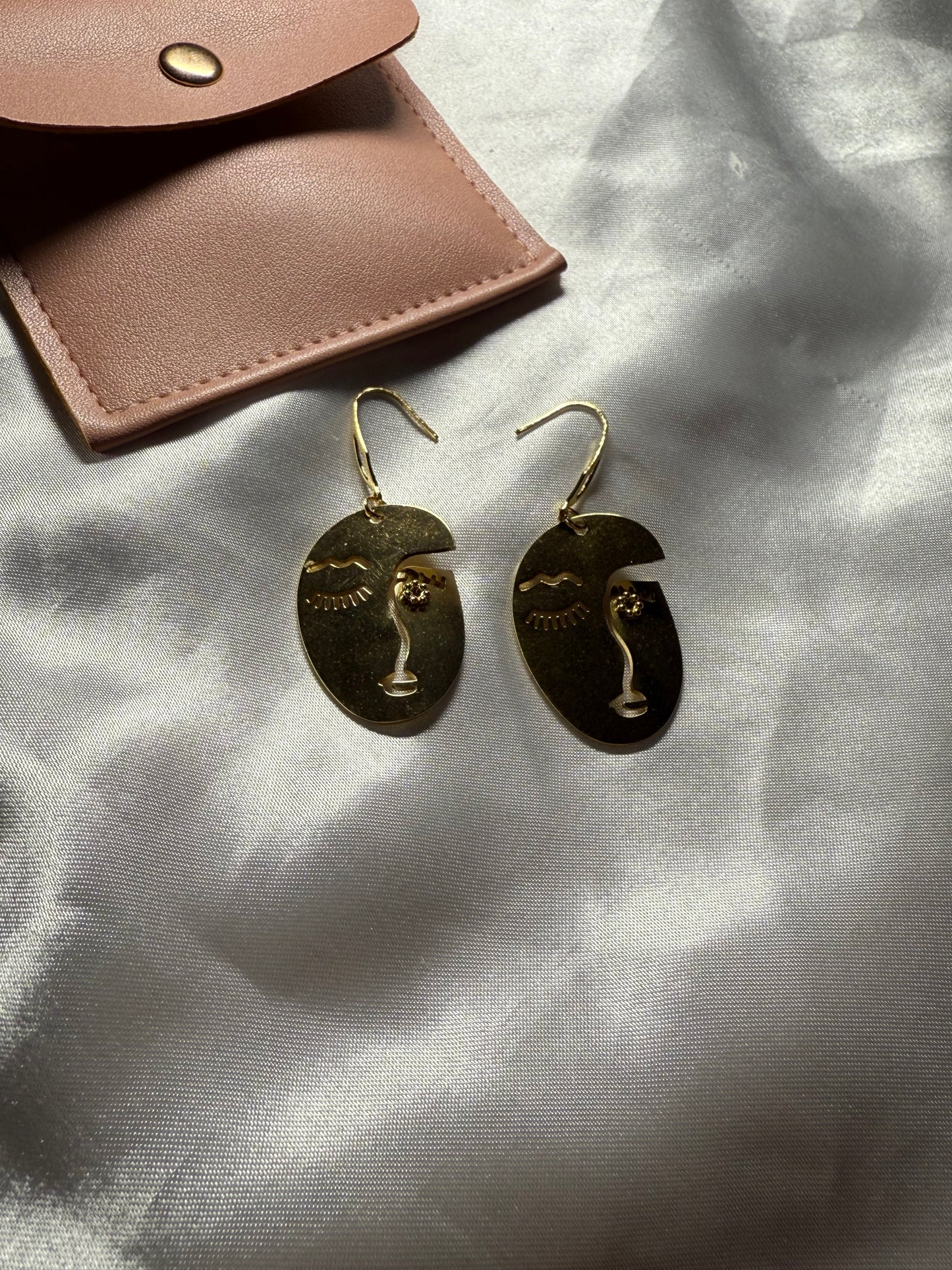 Earrings 18K gold plated faces